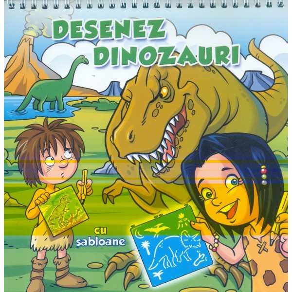 Desenez dinozauri cu sabloane