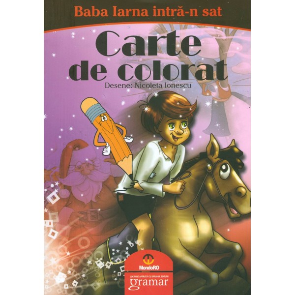 Baba Iarna intra-n sat: carte de colorat