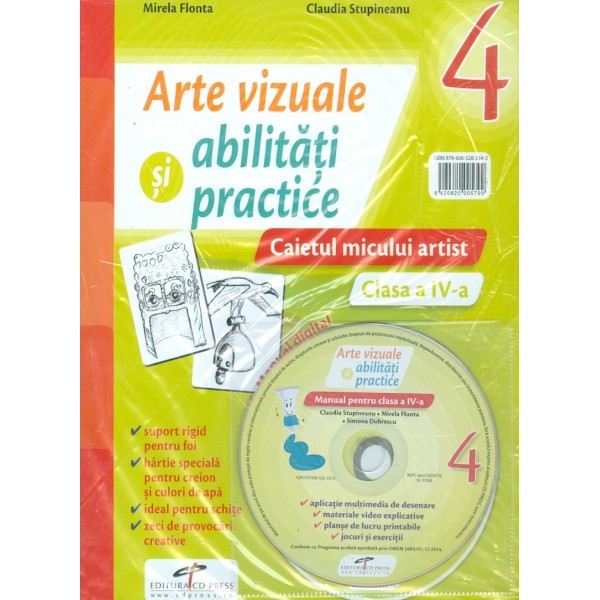 Atre vizuale si abilitati practice, clasa a IV-a - Caietul micului artist cu CD