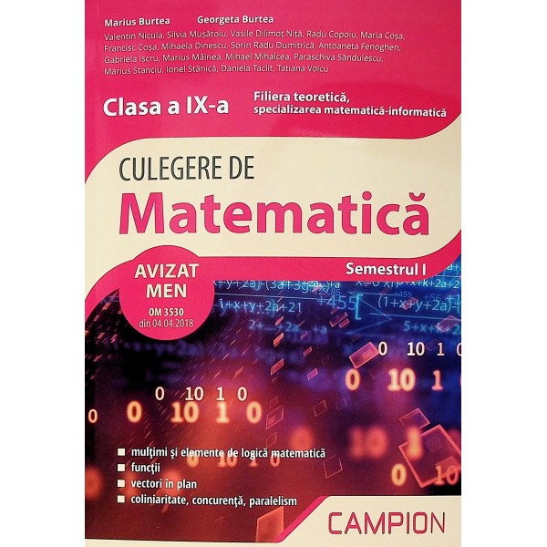 Culegere de matematica, clasa a IX-a, semestrul I