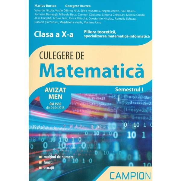 Culegere de matematica, clasa a X-a, semestrul I