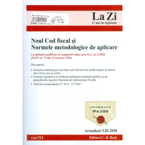 Noul Cod fiscal si Normele metodologice de aplicare