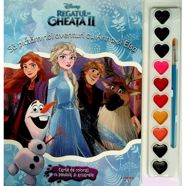 Regatul de gheata II - Sa pictam noi aventuri cu Anna si Elsa. Carte de colorat cu pensula si acuarele