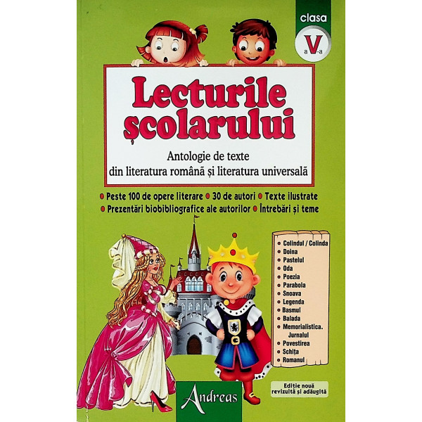 Lecturile scolarului, clasa a V-a - Antologie de texte din literatura romana si literatura universala