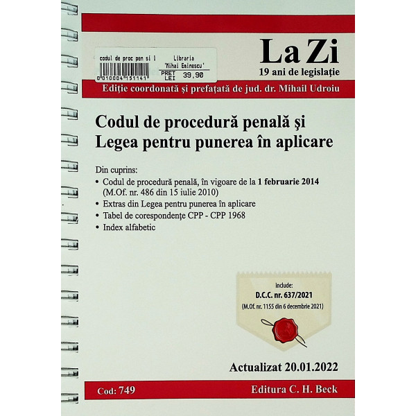 Codul de procedura penala si Legea pentru punerea in aplicare