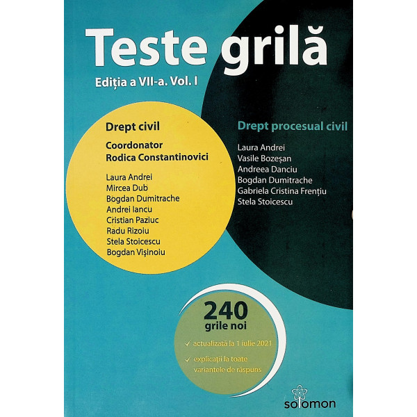 Teste grila, vol. I - Drept civil. Drept procesual civil