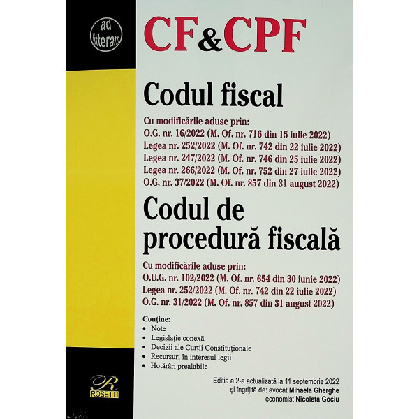 Codul fiscal. Codul de procedura fiscala