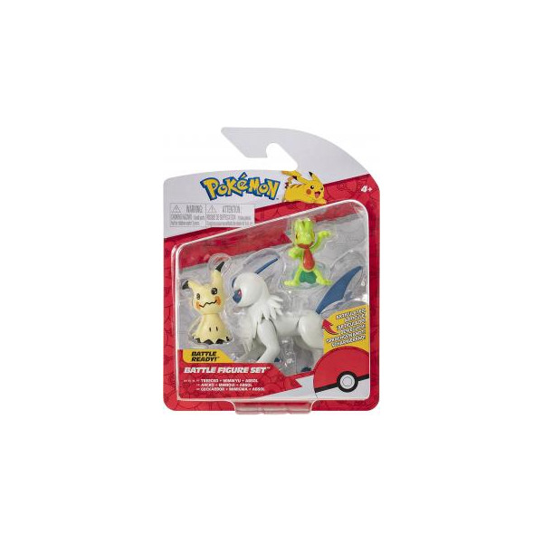 Set figurine blister Pokemon, Treecko, Mimikyu si Absol