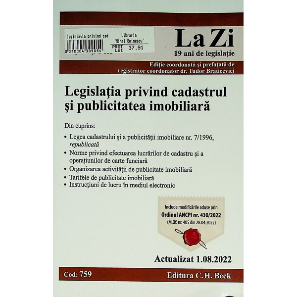 Legislatia privind cadastrul si publicitatea imobiliara