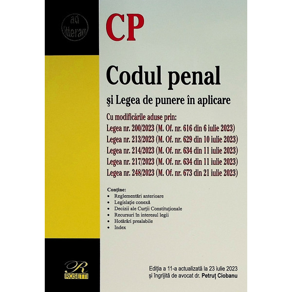 Codul penal si Legea de punere in aplicare