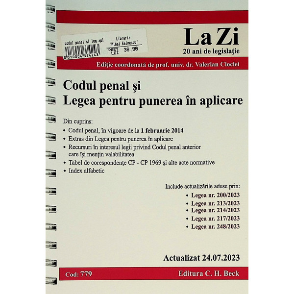 Codul penal si Legea pentru punerea in aplicare