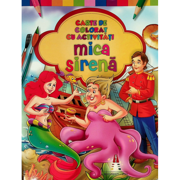 Carte de colorat Mica sirena