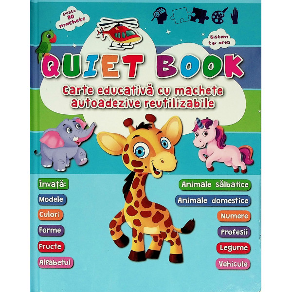 Quiet Book - Carte educativa cu machete autoadezive reutilizabile