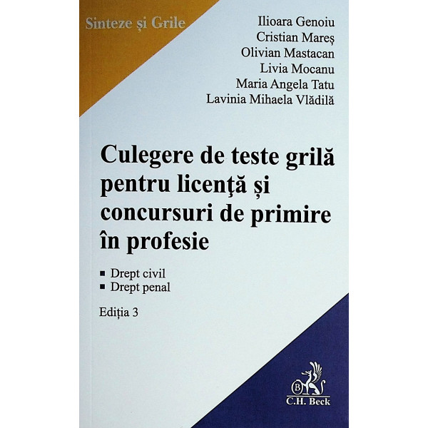 Culegere de teste grila pentru licenta si concursuri de primire in profesie