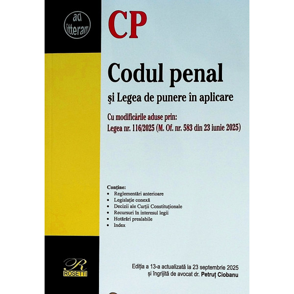 Codul penal si Legea de punere in aplicare