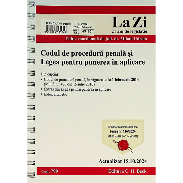 Codul de procedura penala si Legea pentru punerea in aplicare