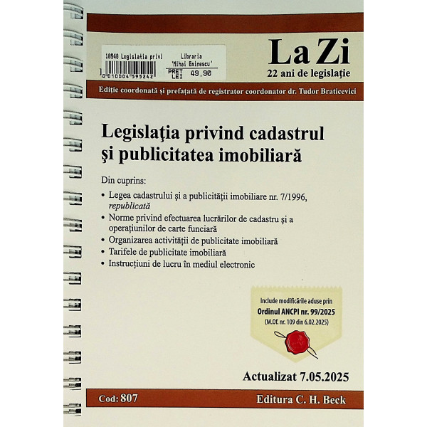 Legislatia privind cadastrul si publicitatea imobiliara