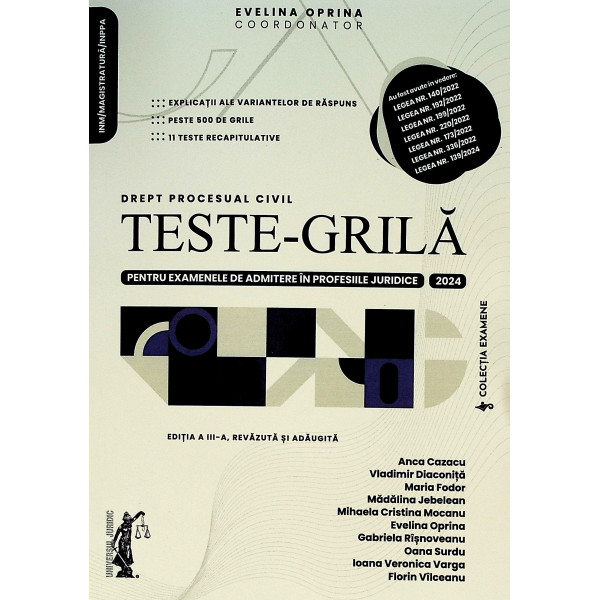 Teste-grila  pentru examenele de admitere in profesiile juridice