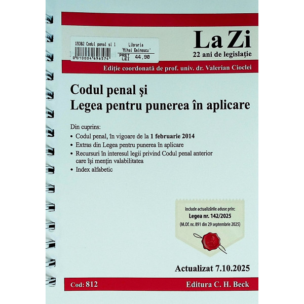 Codul penal si Legea de punere in aplicare
