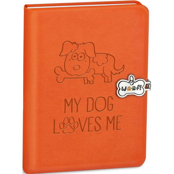 Jurnal cu închidere magnetică. My dog loves me. Portocaliu