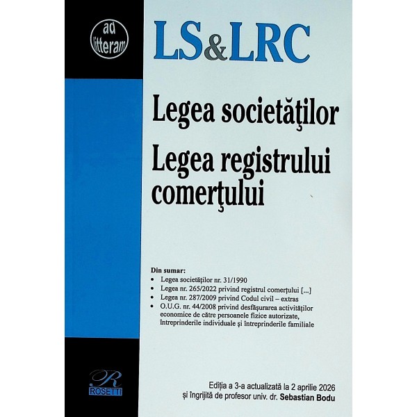 Legea societatilor. Legea registrului comertului